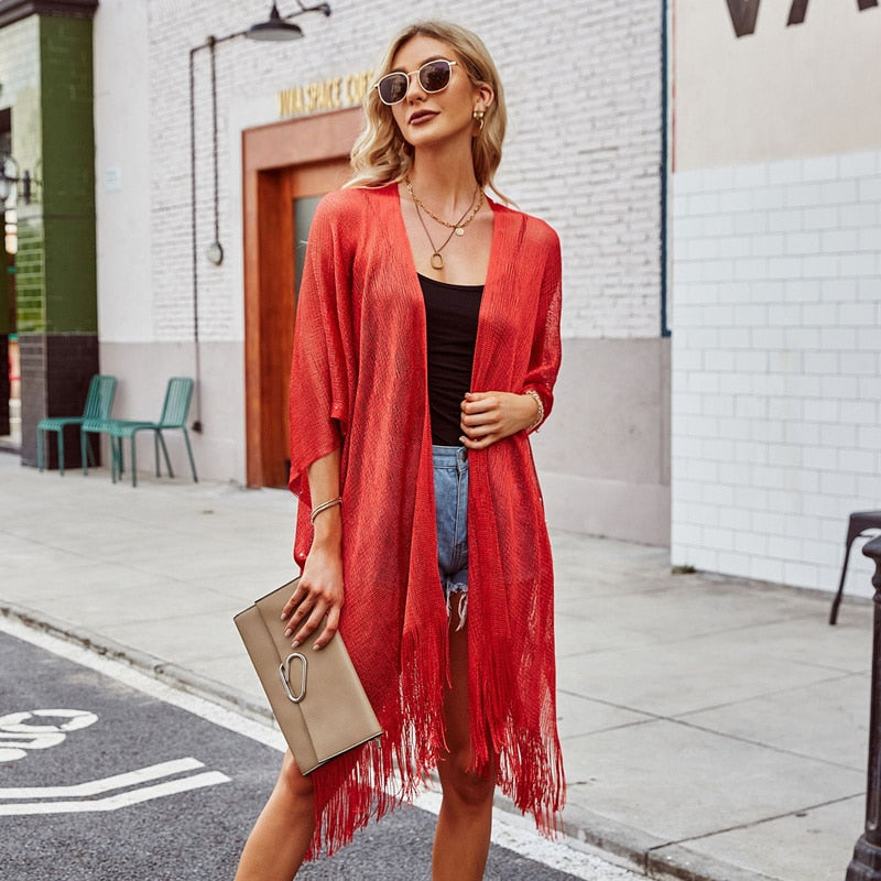 Gilet Femme Rouge Hippie Style Hippie - Main Image