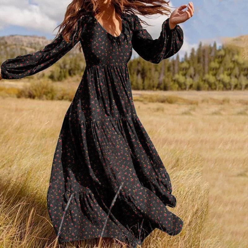 Robe Hippie Noir Style Hippie