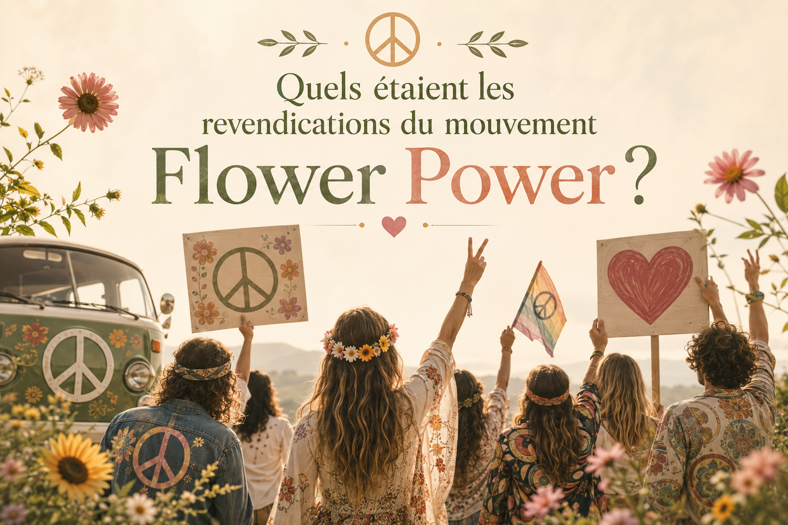 Quels étaient les revendications du mouvement flower power ? Image