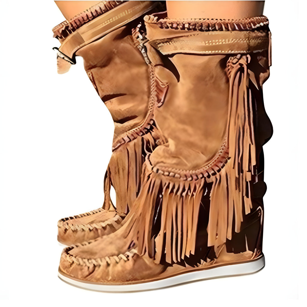 Bottes bohème à franges en daim, vue produit