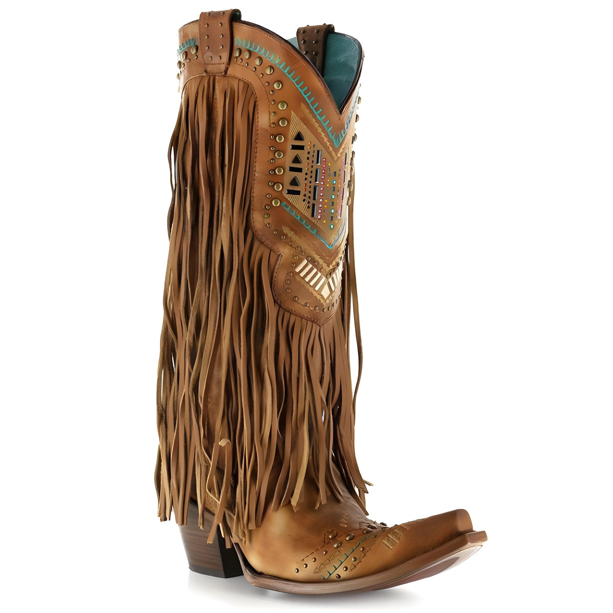 Bottes bohème à franges et broderies, vue produit