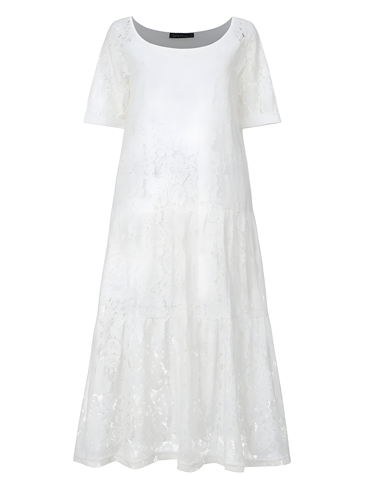 Robe longue en dentelle bohème blanche, vue produit