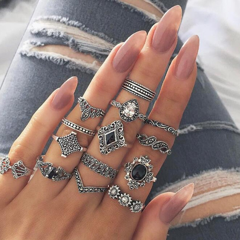 Bague Vintage Argent 925 Et Ambre - Taille 53, Style Bohème Hippy Chic - 6,09g - Occasion