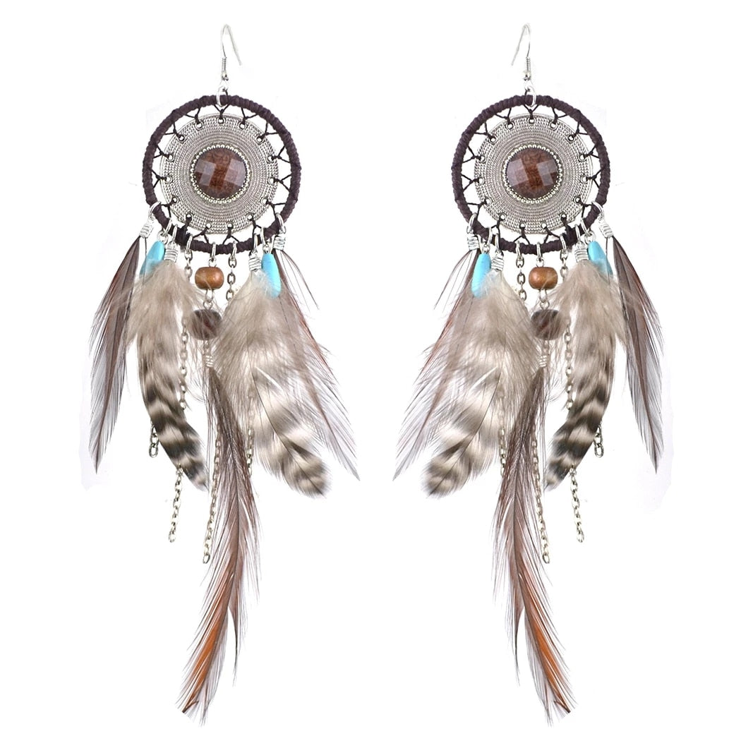 Boucle d'Oreille Attrape Rêve Hippie
