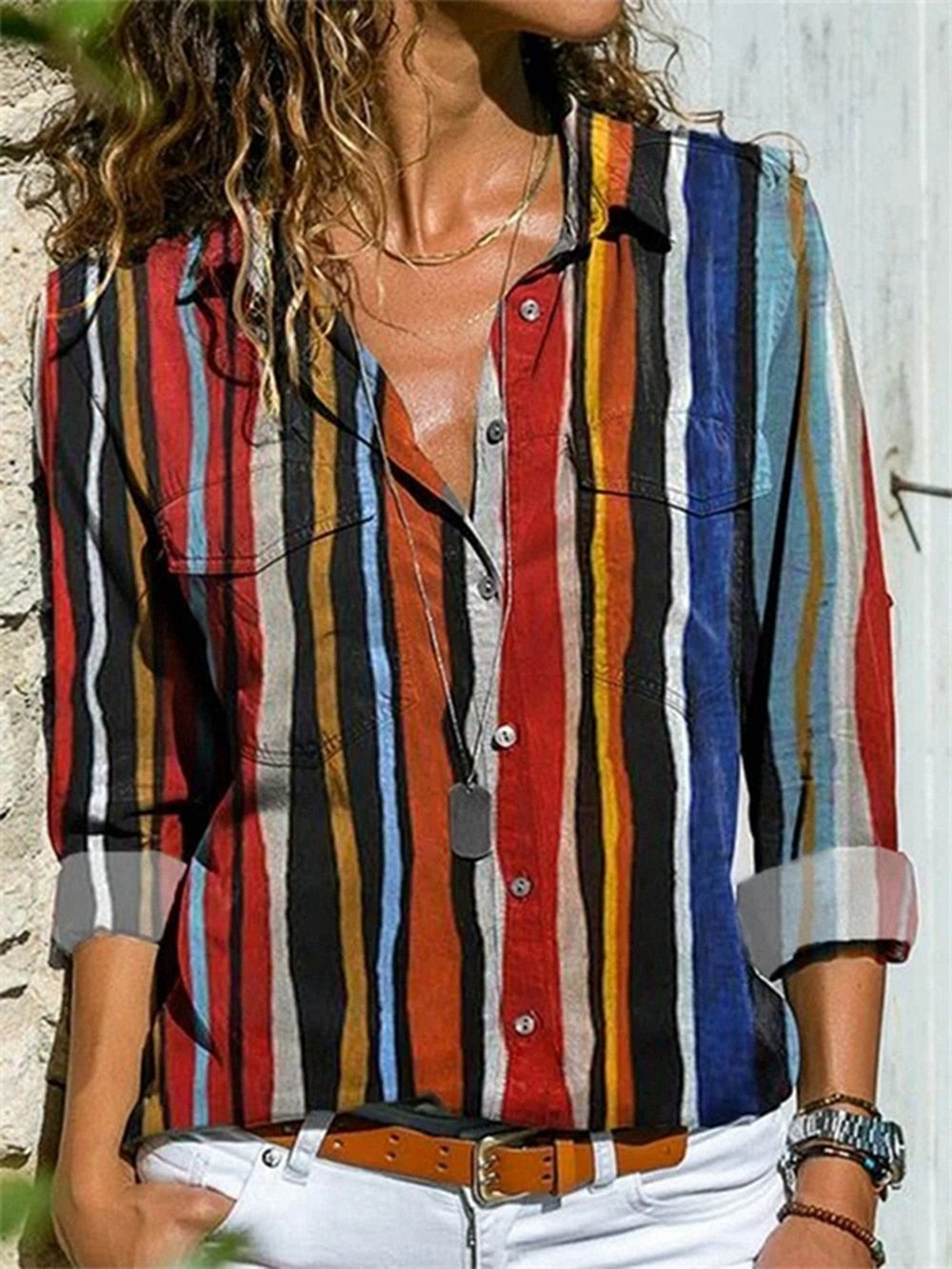 Chemise à Rayure Hippie Femme