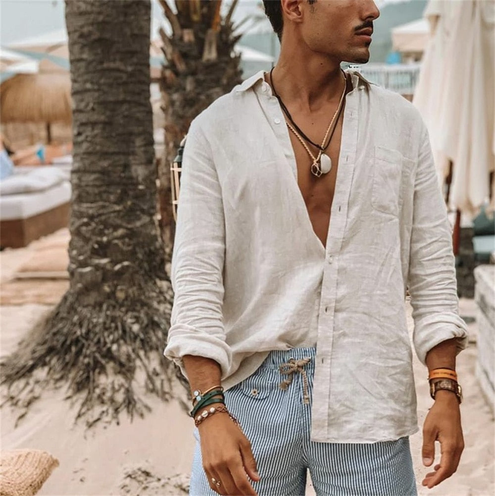 Chemise en Lin Homme Hippie