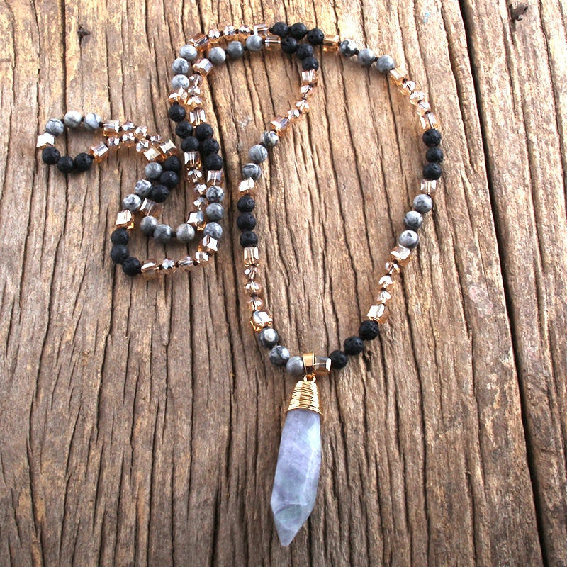 Collier Avec Cristal Hippie