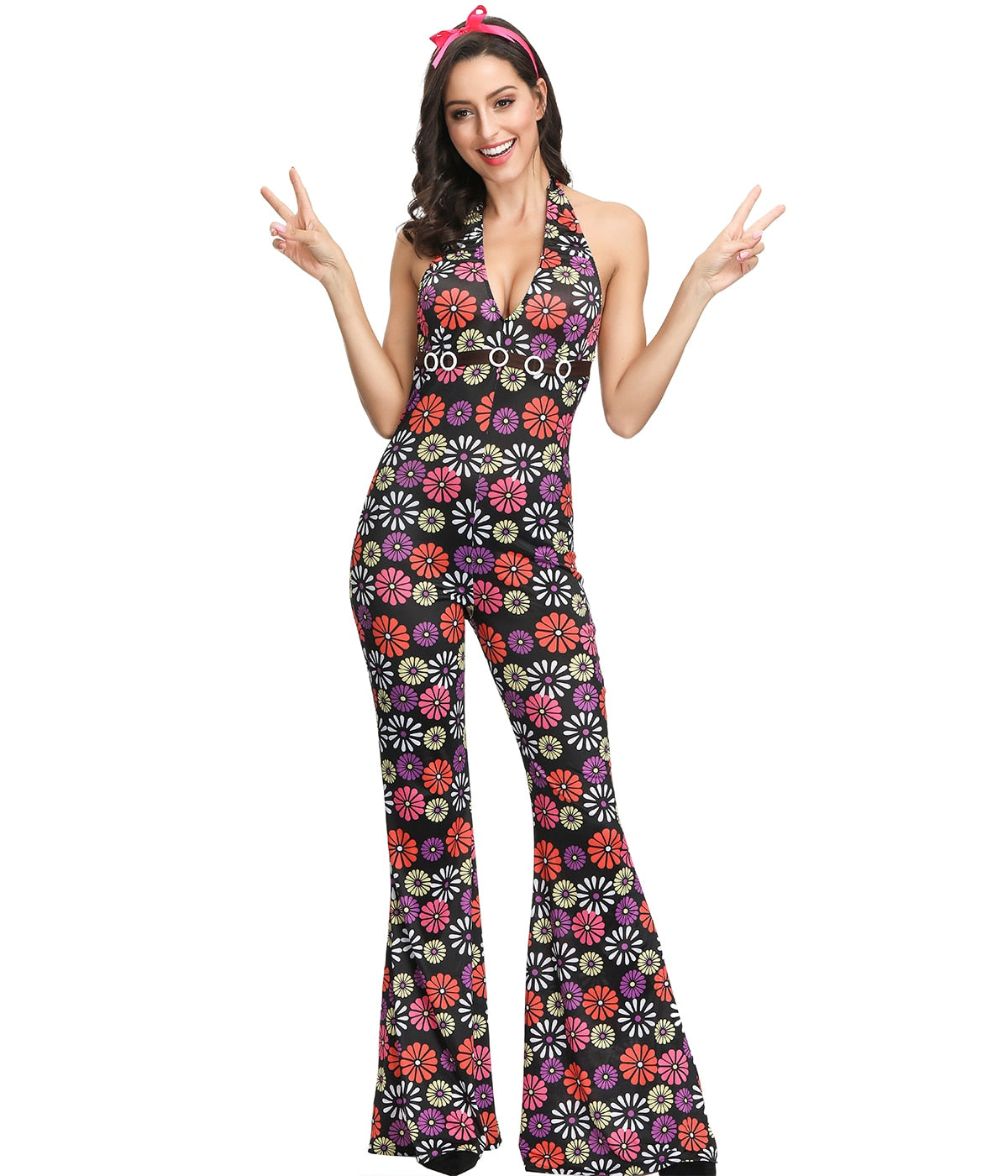 Fairycos Costume hippie pour femme - Grandes tailles - Robe des années 70 - Vêtements - Costume de carnaval - 42 44 Fairycos Costume hippie pour femme - Grandes tailles - Robe des années 70 - Vêtements - Costume de carnaval - 42 44