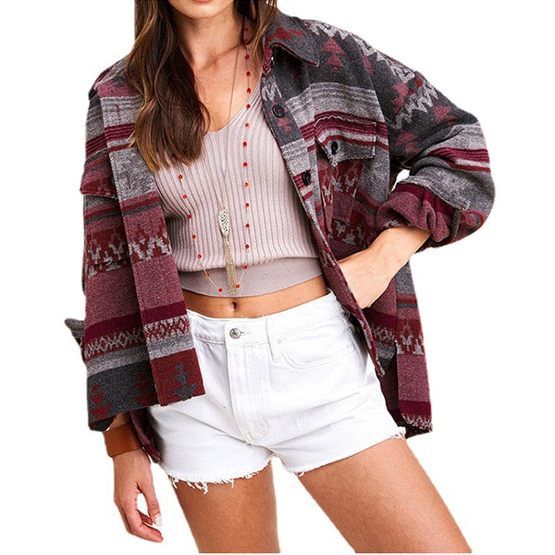 Gilet Hippie Femme Rouge