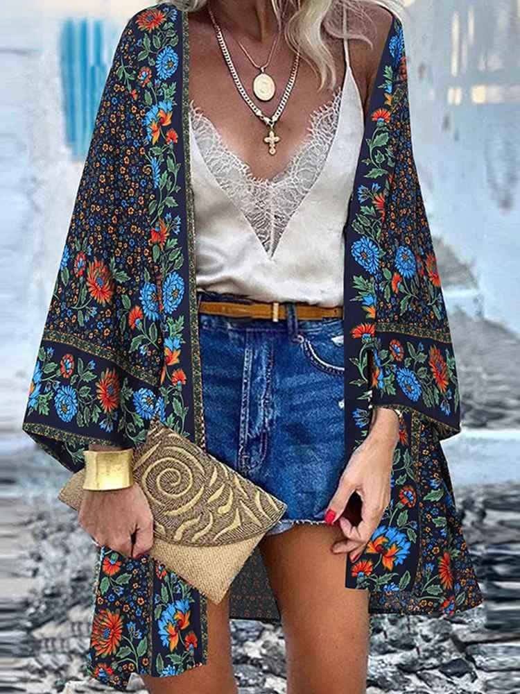 Haut Style Hippie Bleu