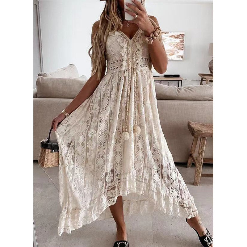 Hippie Robe Longue Blanche Bohème