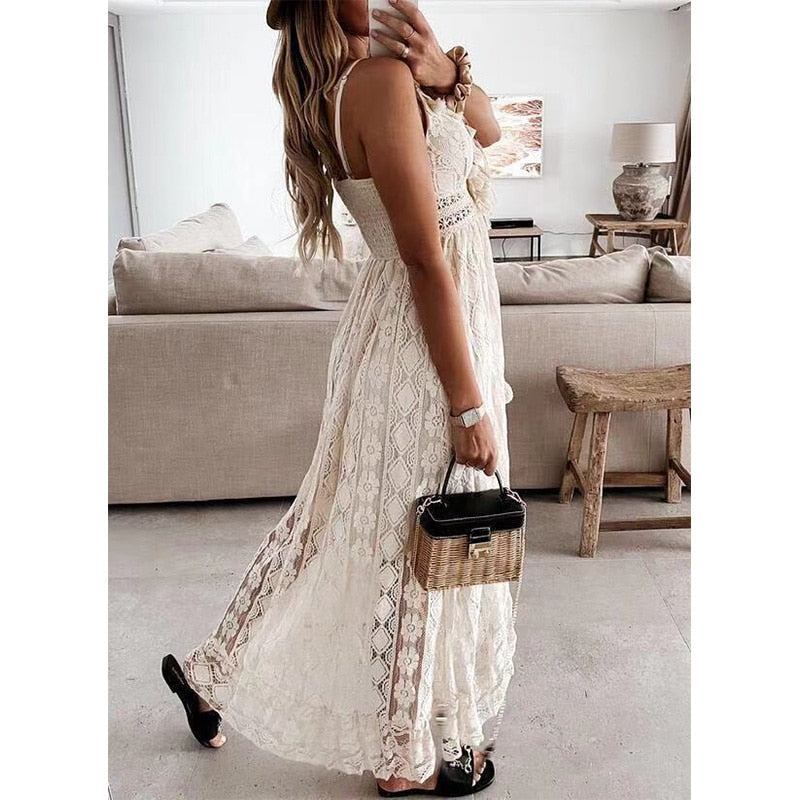 Hippie Robe Longue Blanche Bohème