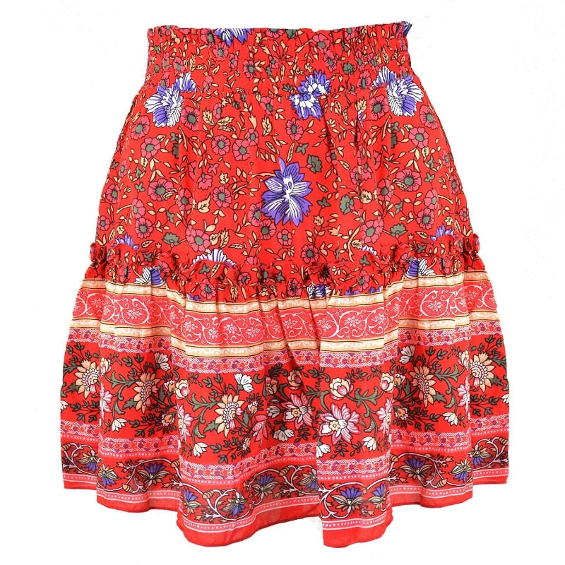 Korte bloemenrok voor dames in hippiestijl