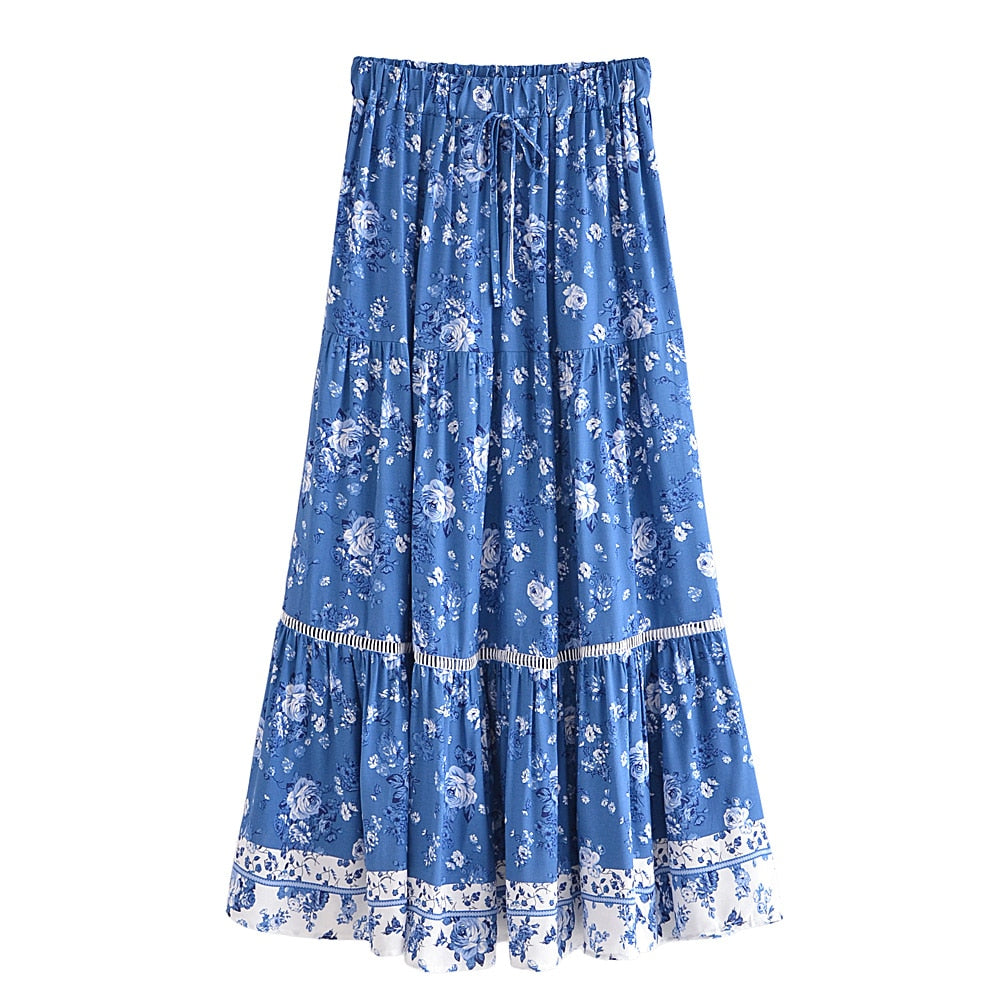 Blauwe hippie rok