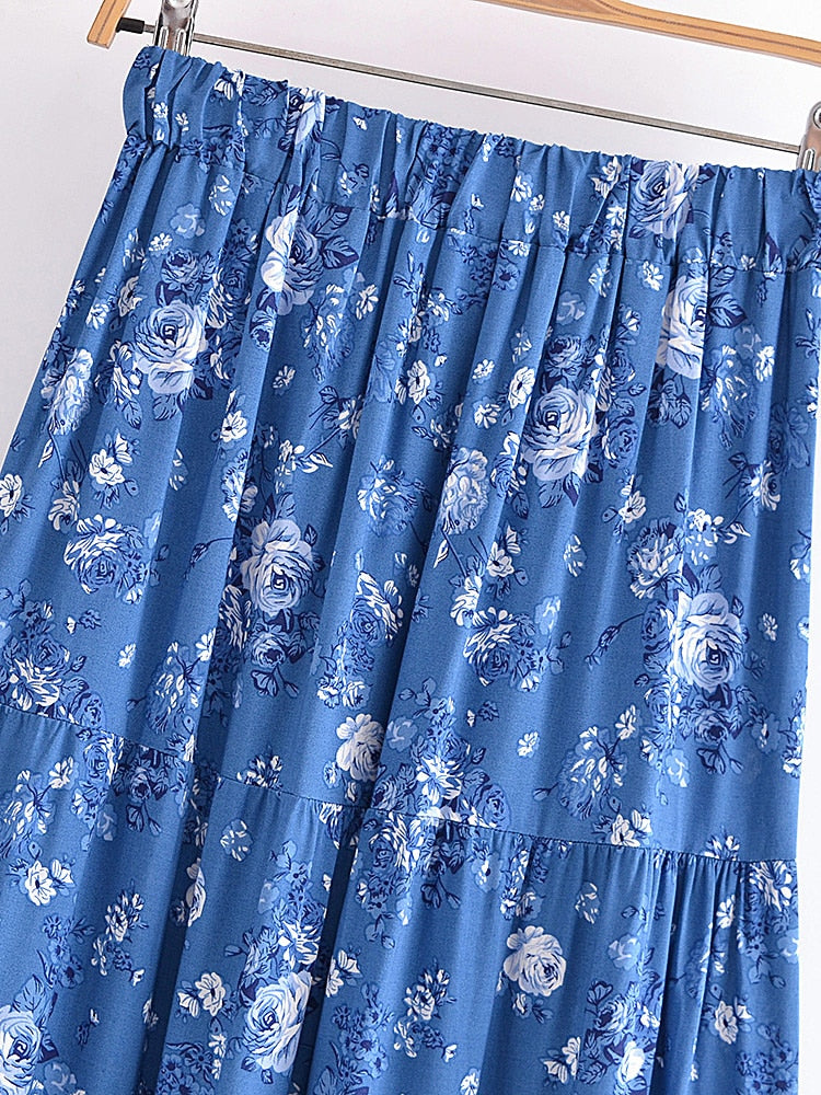 Blauwe hippie rok