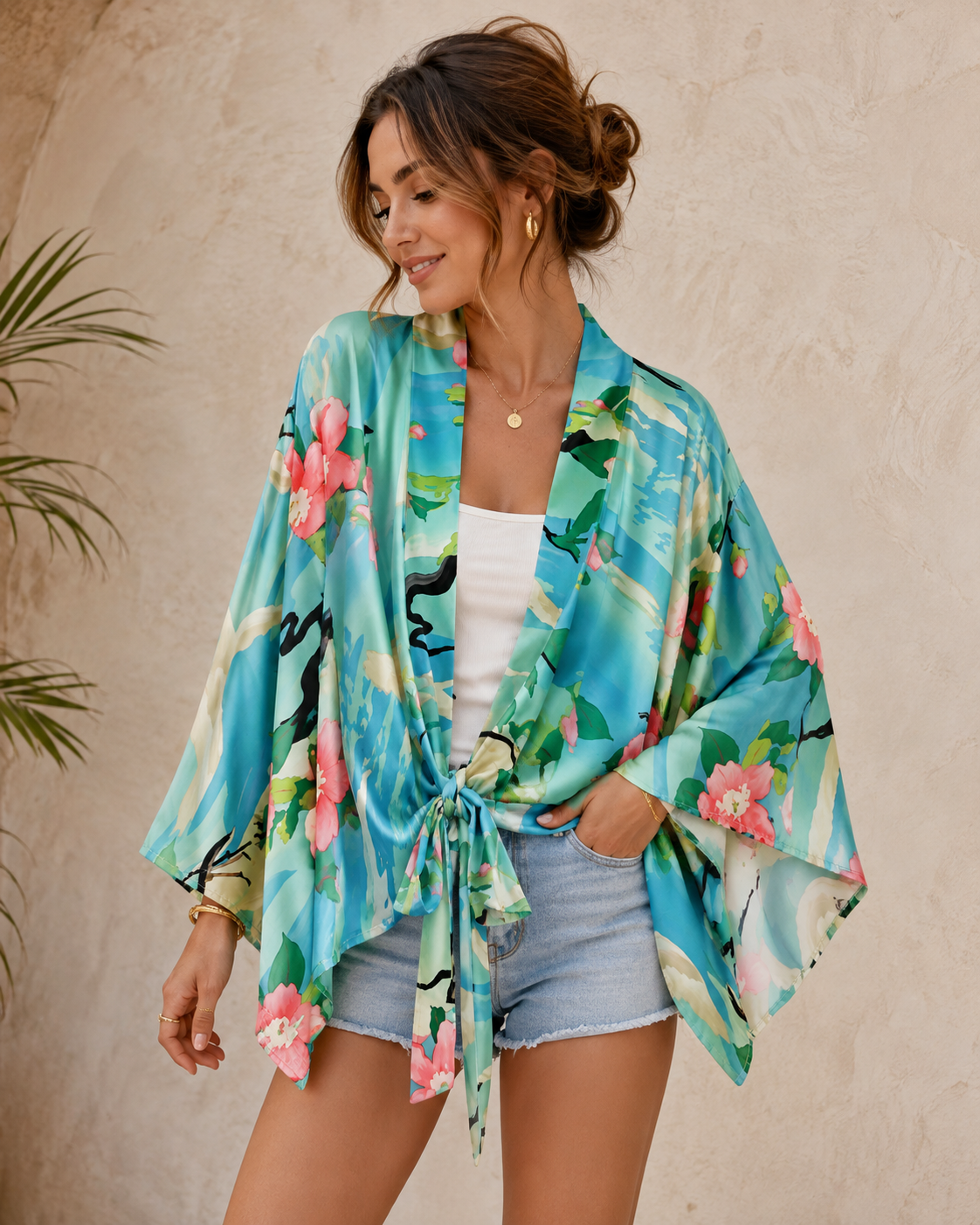 Kimono hippie Court  Imprimé Végétal