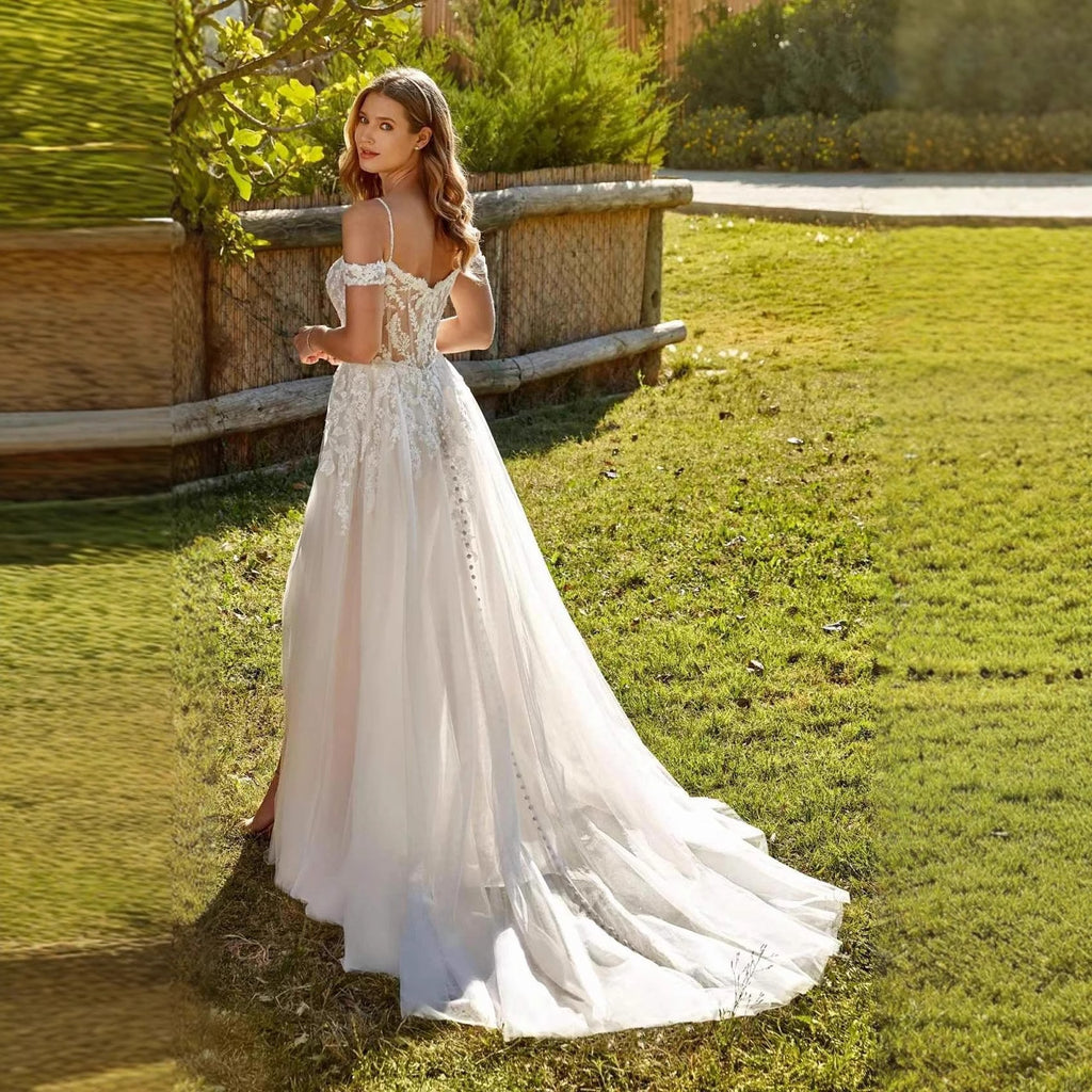 Spitzen-Hippie-Hochzeitskleid