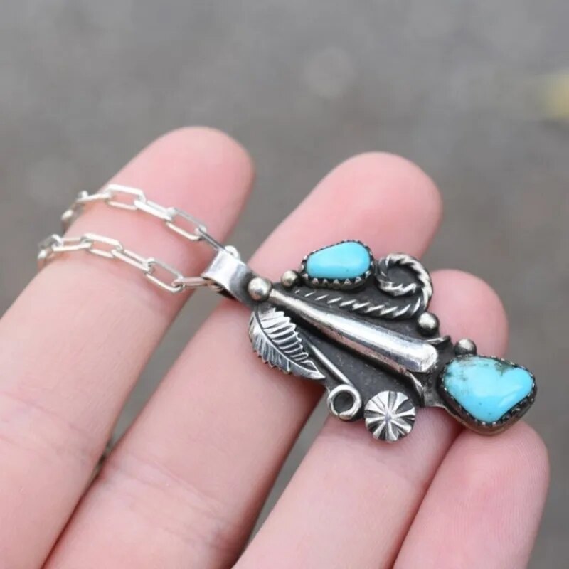 Collier Pendentif Bleu Turquoise