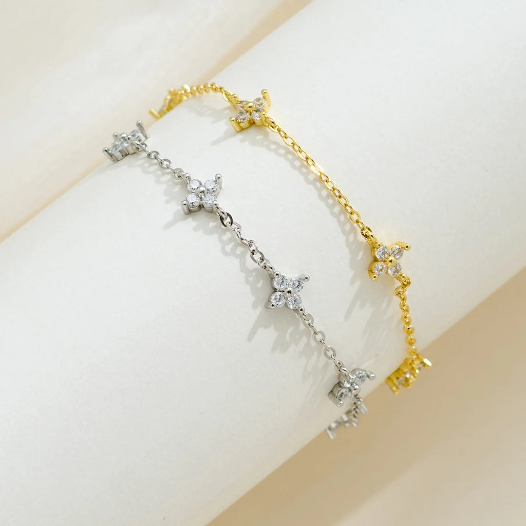 Bracelet trèfle zircon