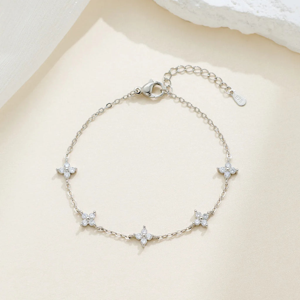 Bracelet trèfle zircon