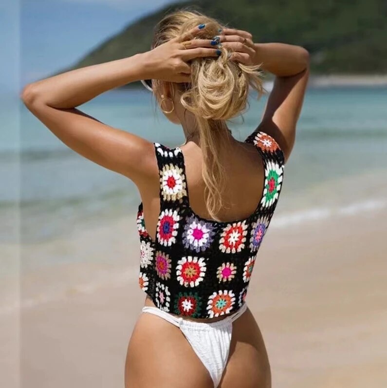 Crop Top Crochet Femme
