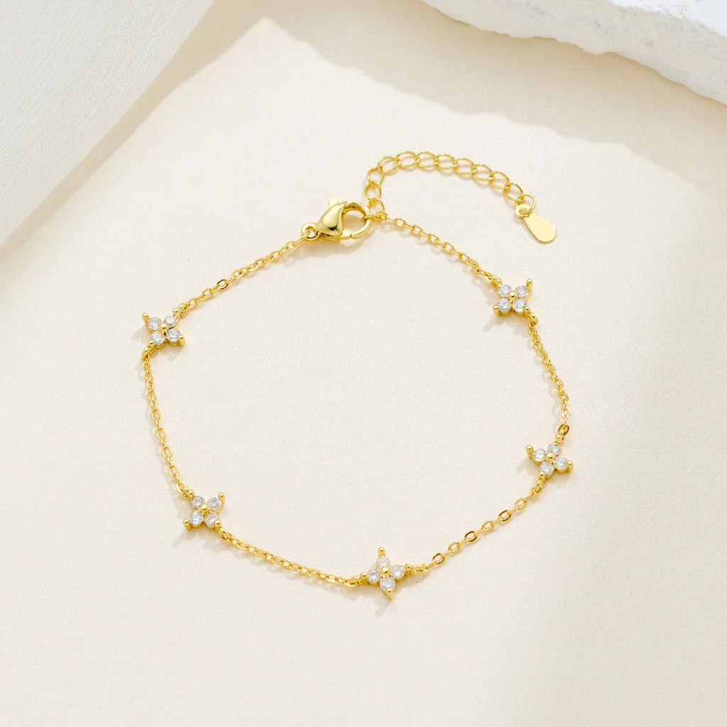 Bracelet trèfle zircon