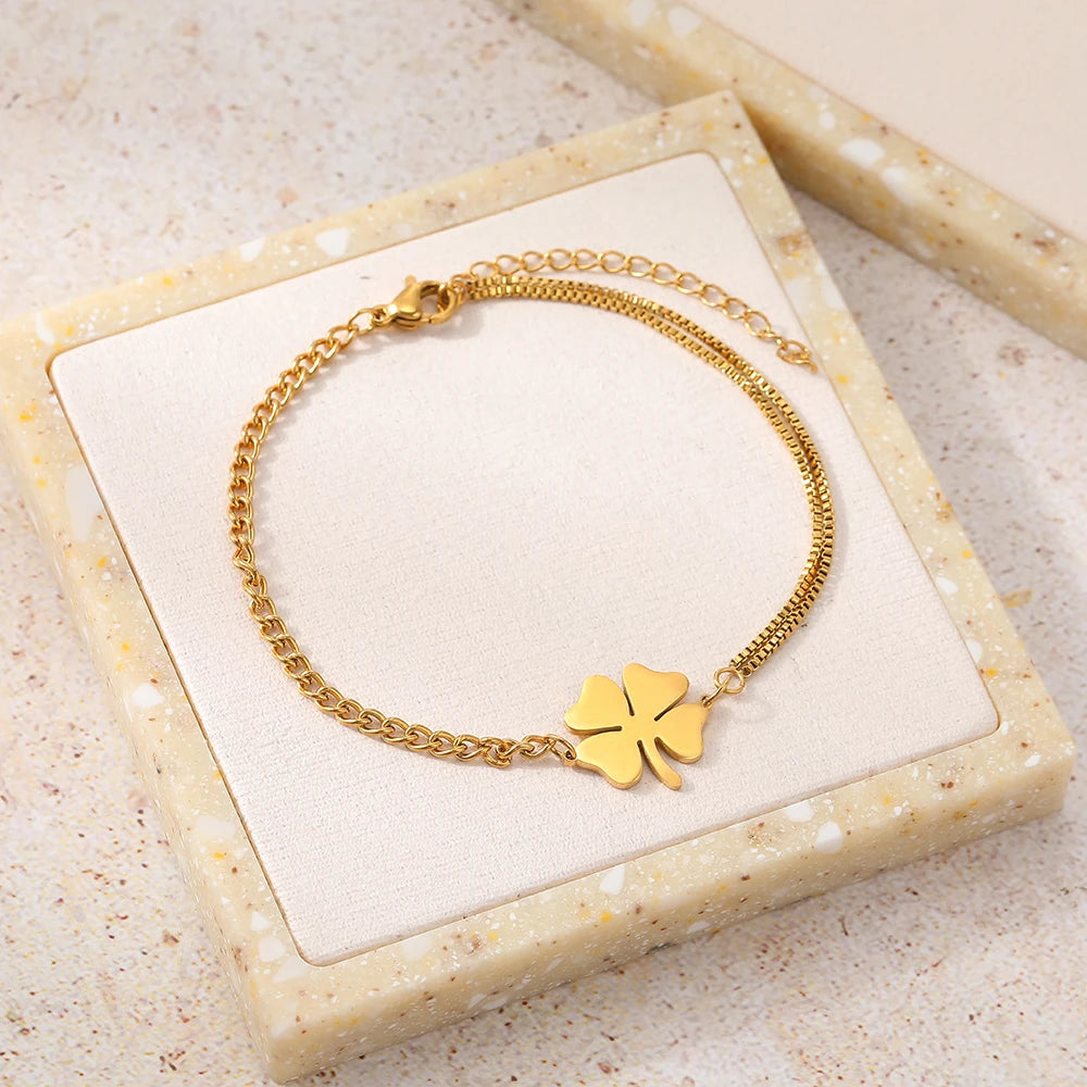 Bracelet trèfle acier