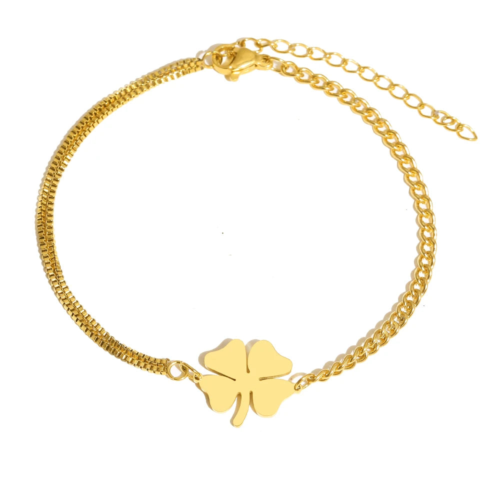 Bracelet trèfle acier