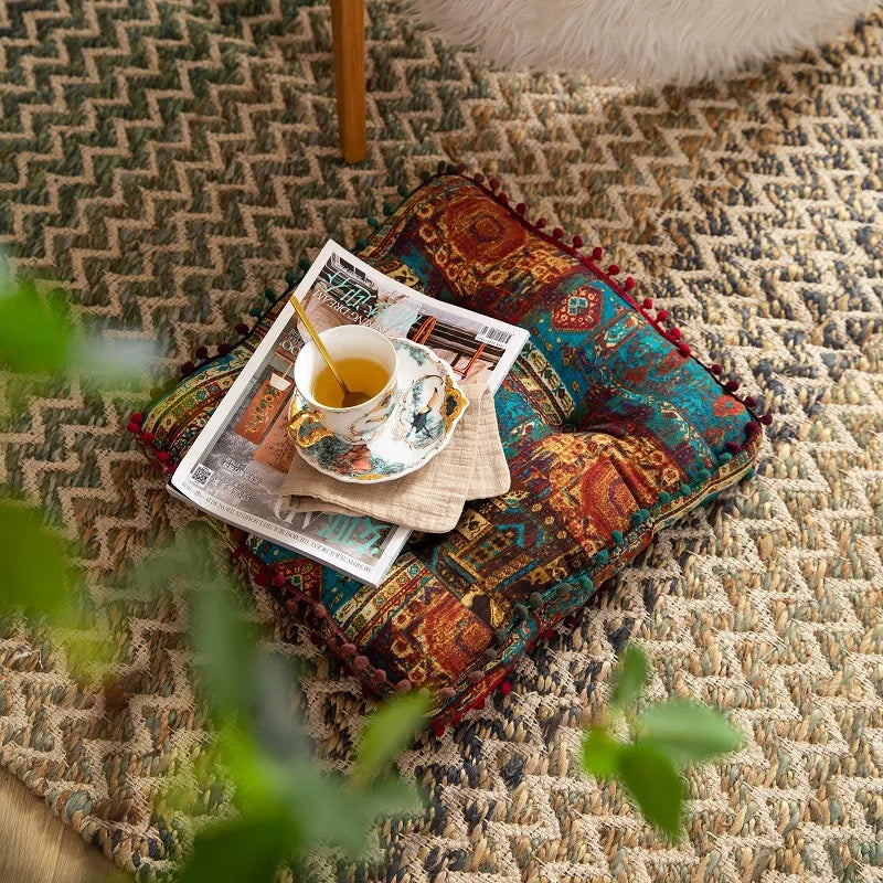Coussin Patchwork Bleu