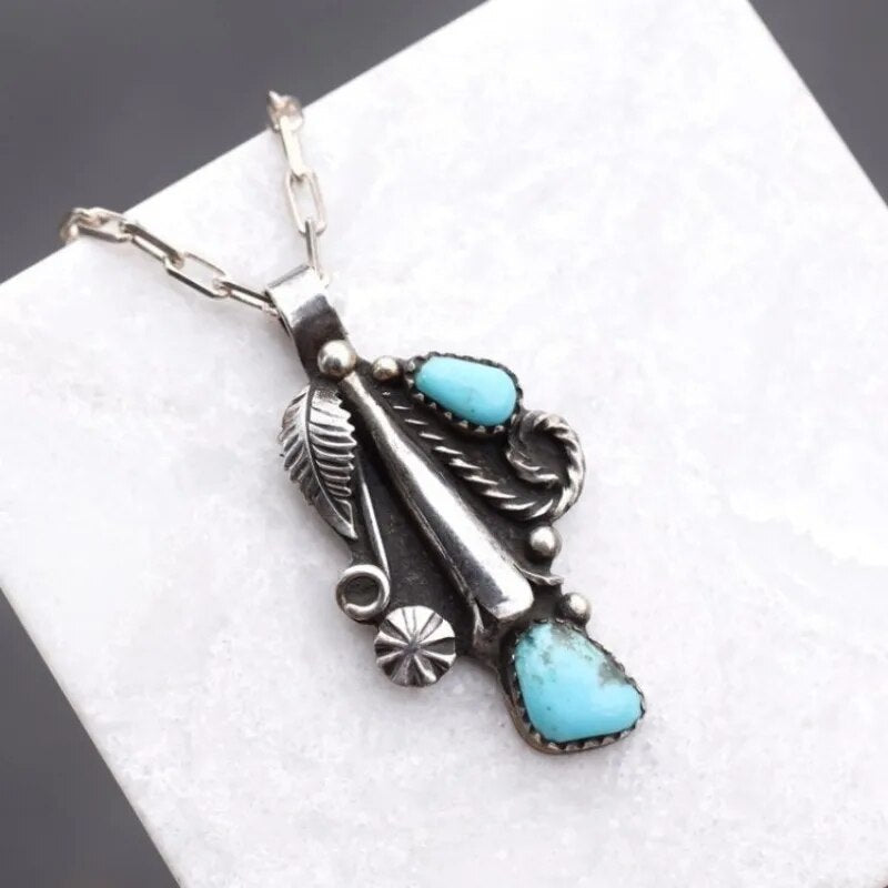 Collier Pendentif Bleu Turquoise