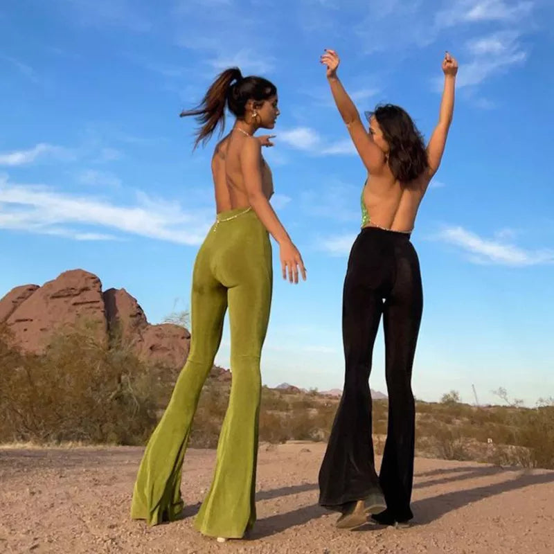 Pantalon Fluide Noir Patte d'éléphant