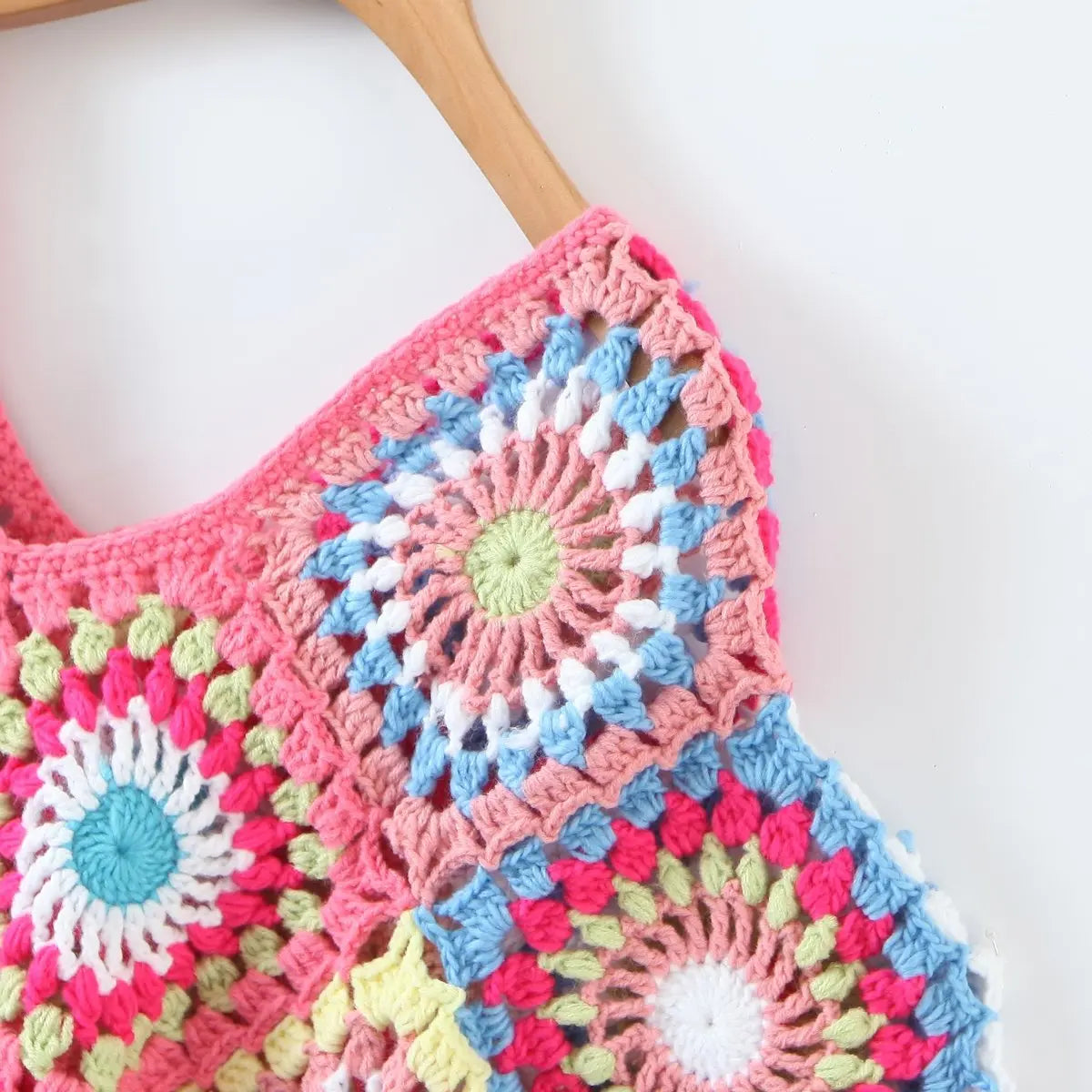Crop Top Crochet à Fleurs Multicolores Bohème
