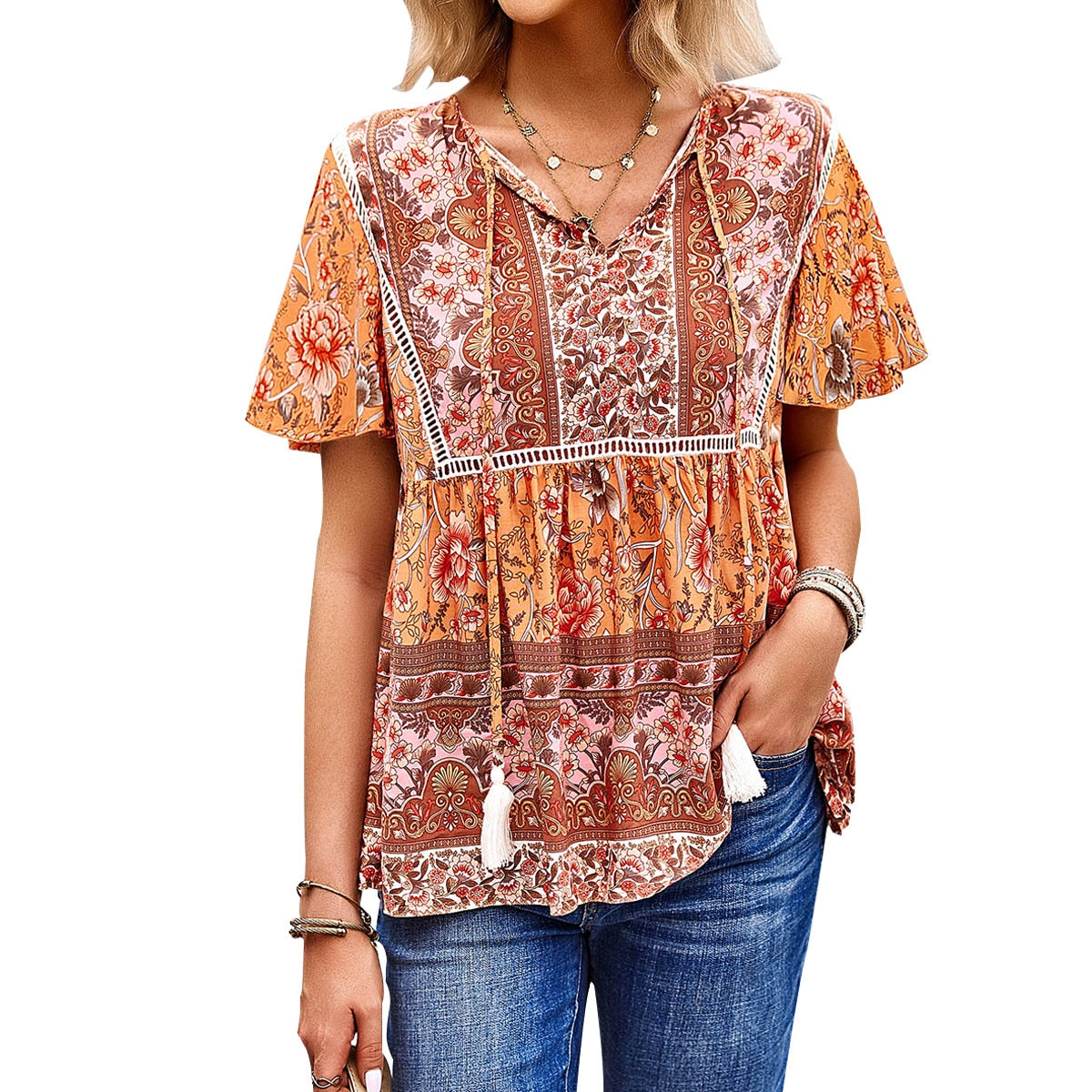 Blouse in hippiestijl uit de jaren 70