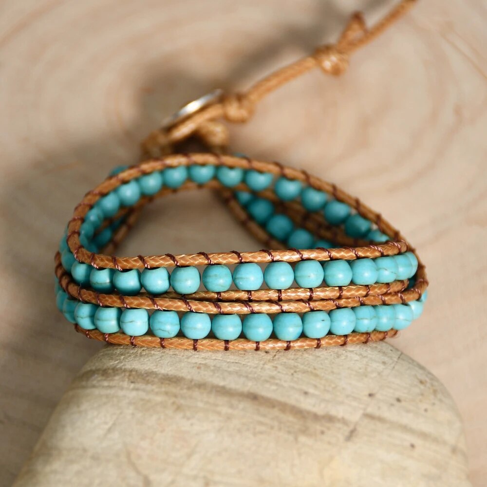 Bracelet en Cuir Turquoise