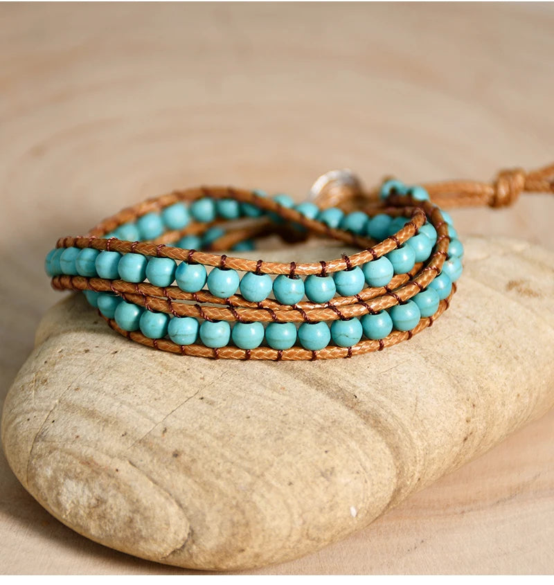 Bracelet en Cuir Turquoise