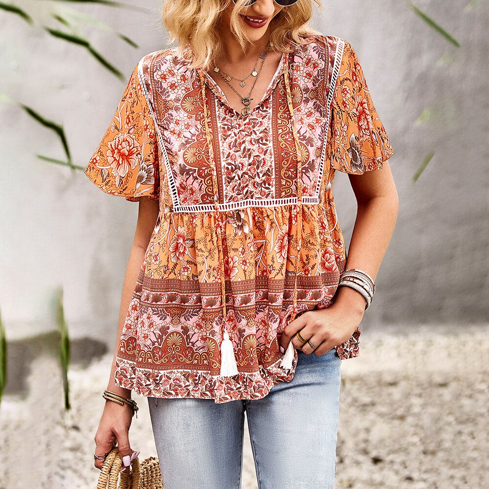 Blouse in hippiestijl uit de jaren 70