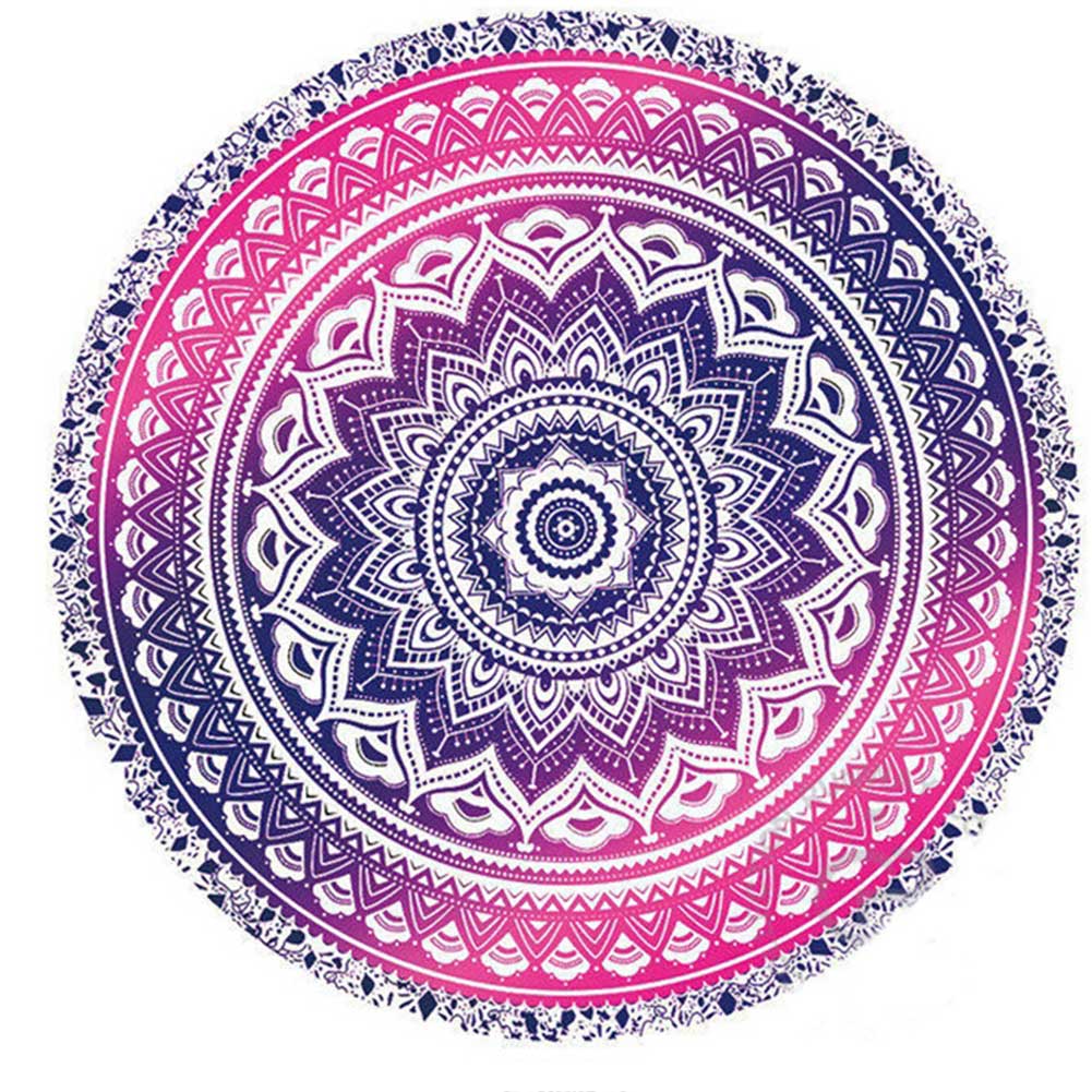 tapis rond hippie rose
