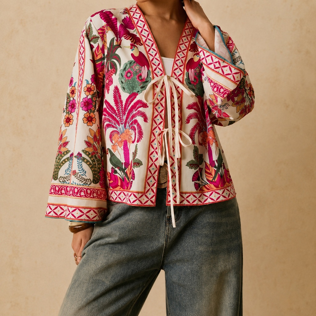 Veste Bohème Courte Fleurie