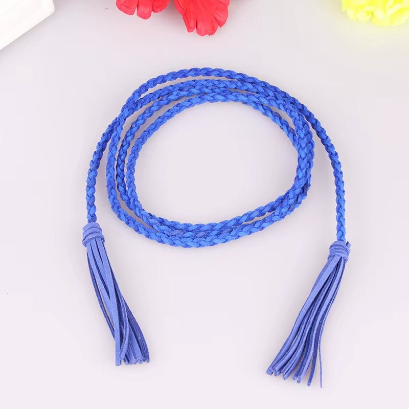 Ceinture Fine en Cuir Tressé