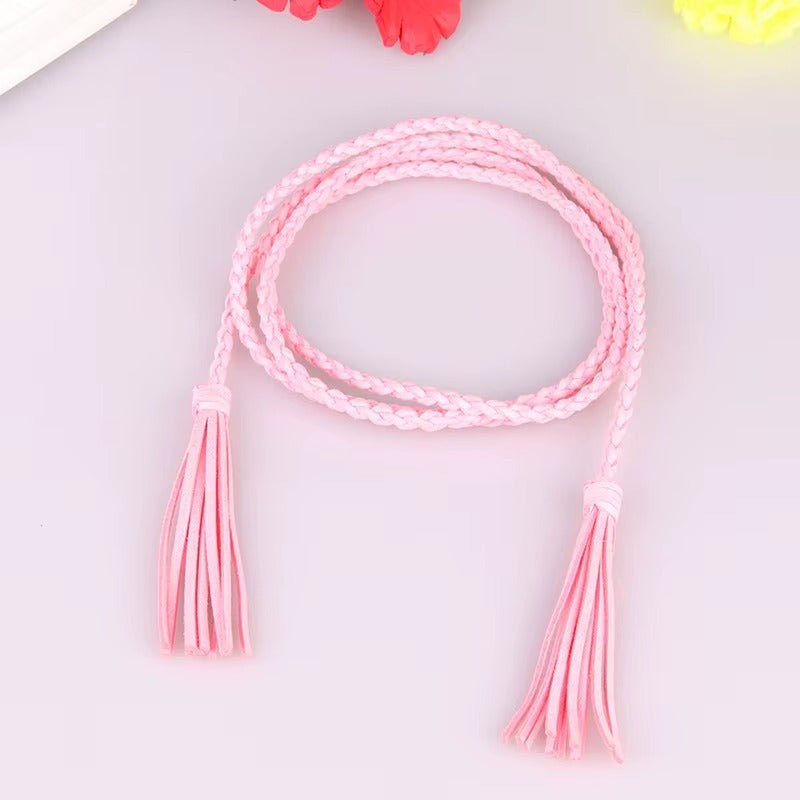 Ceinture Fine en Cuir Tressé