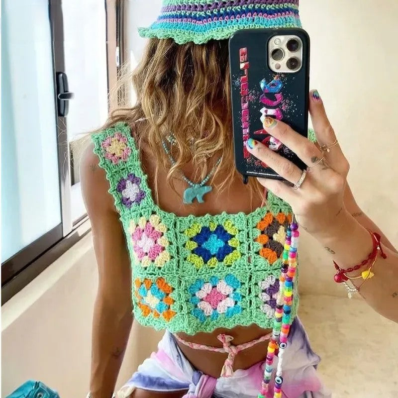 Crop Top Crochet Vert