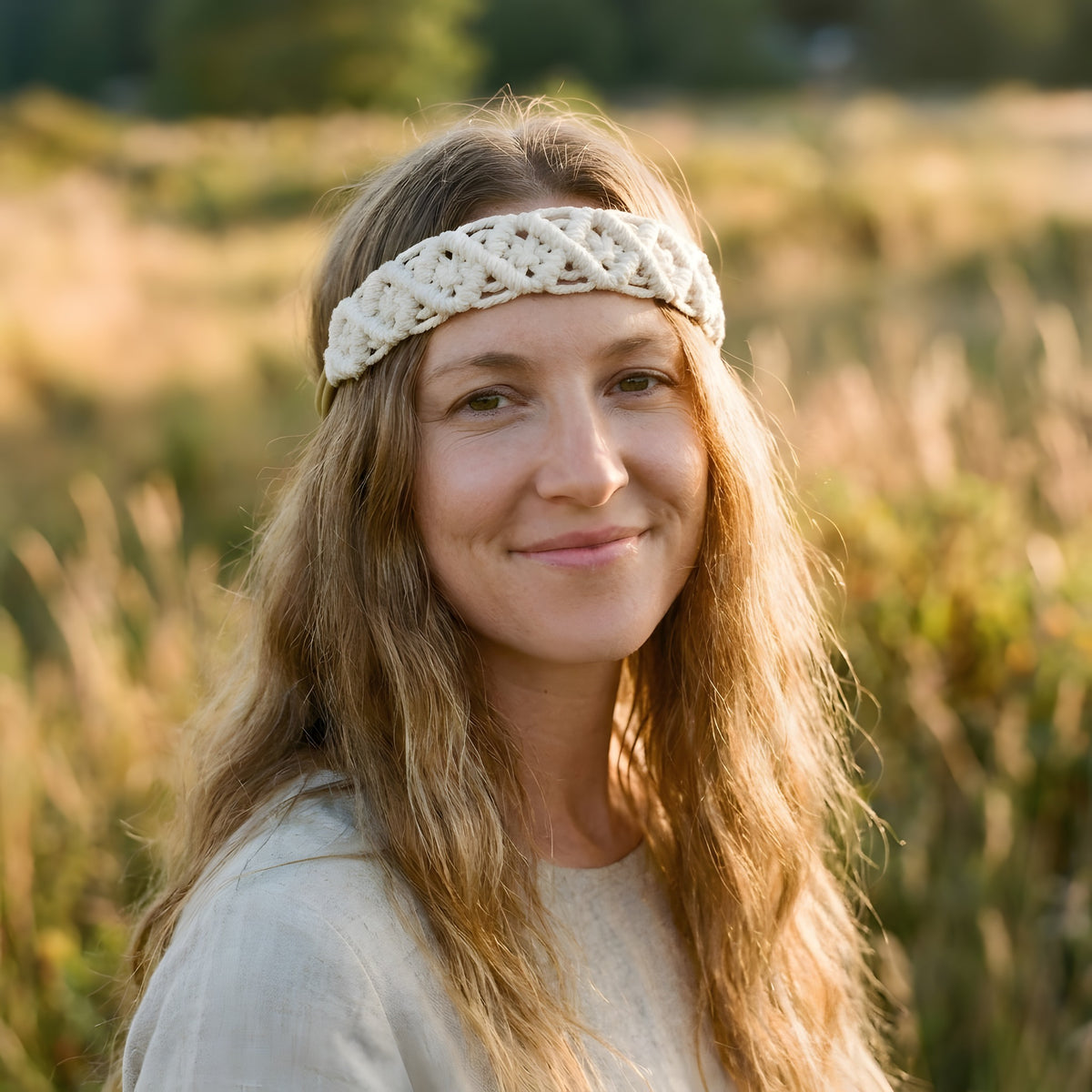 Bandeau Hippie Coiffure Cheveux en Macramé Coton