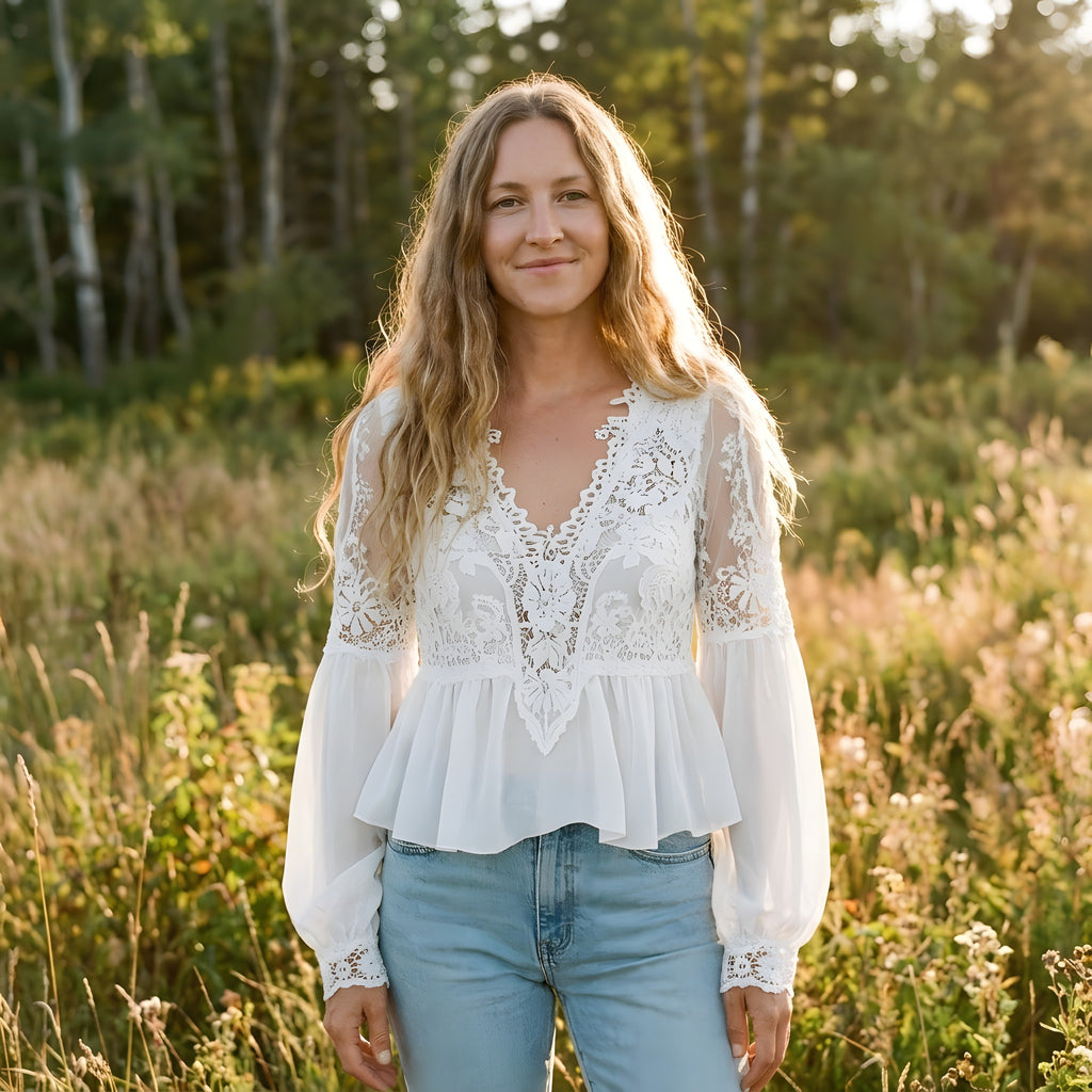 Hippie witte blouse