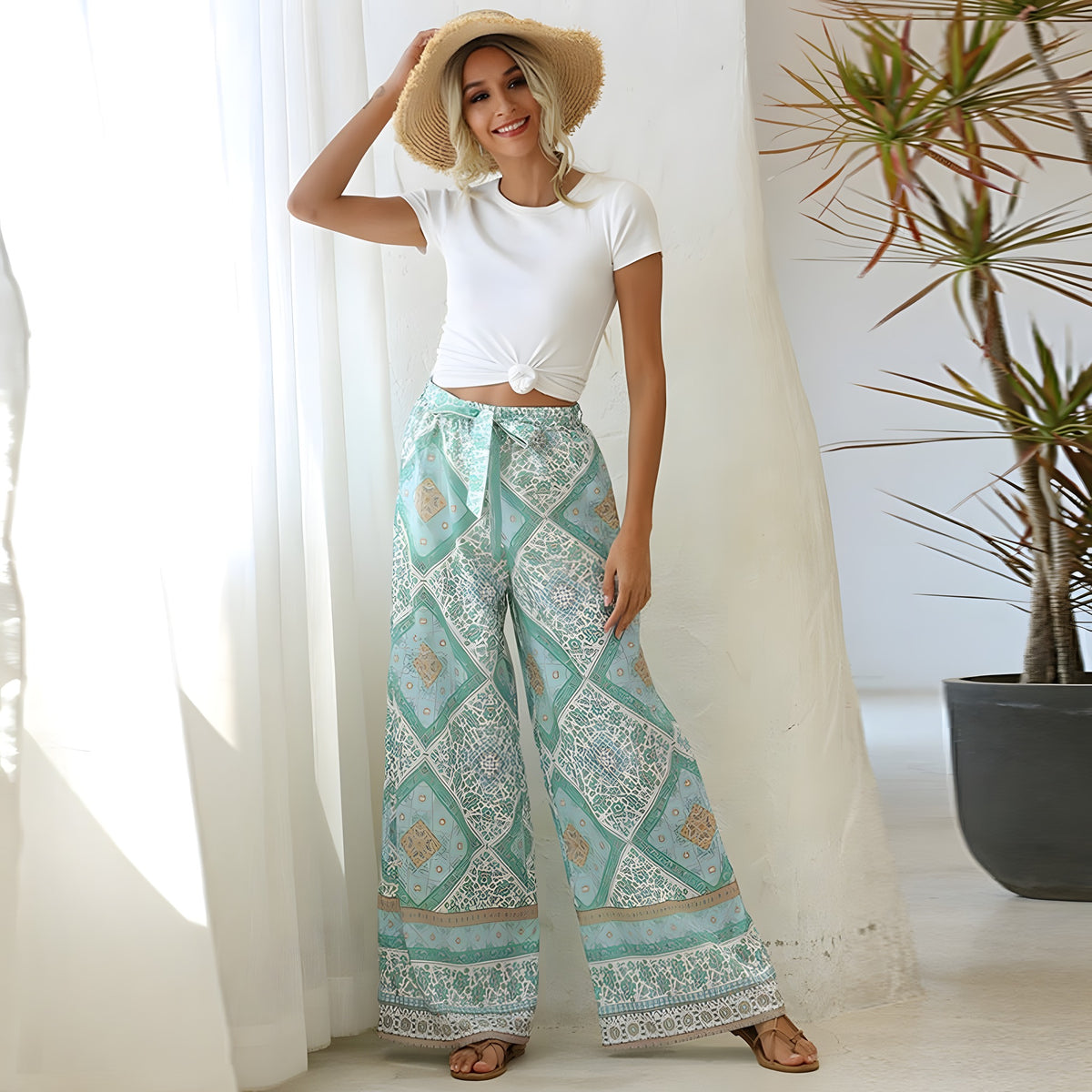 Pantalon Hippie Femme Fluide, Jambe Large & Taille Haute