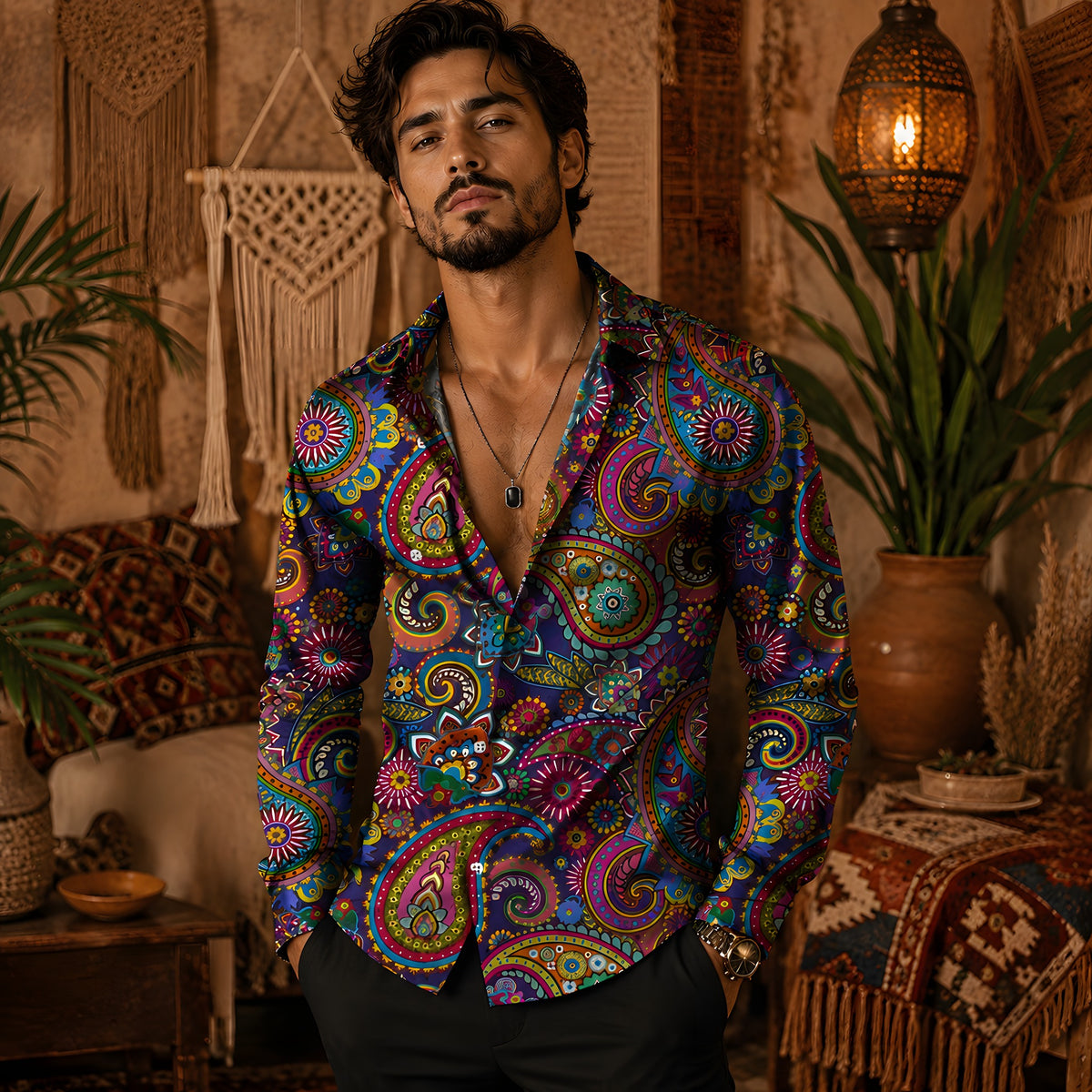 Chemise Hippie Psychédélique Homme · 3 Motifs Seventies