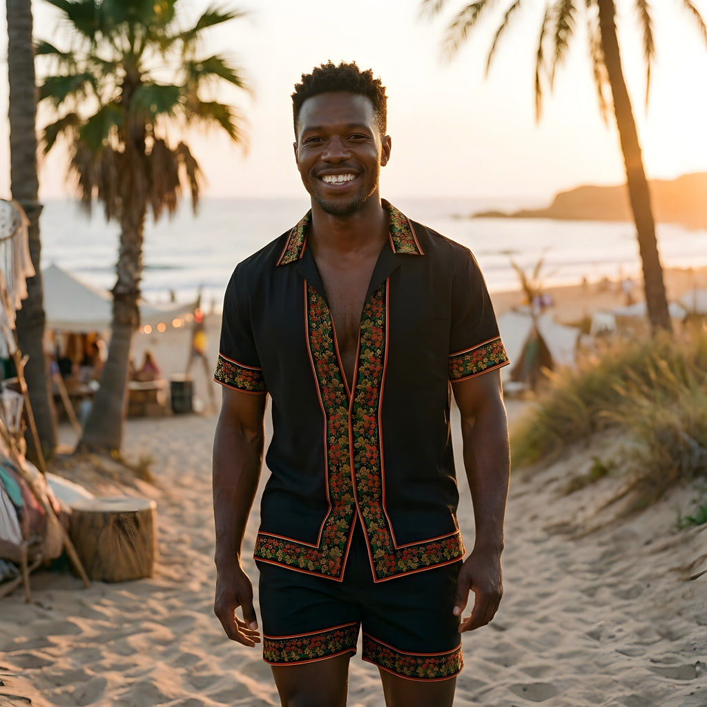 Tenue Hippie Homme · Ensemble Chemise & Short Bohème
