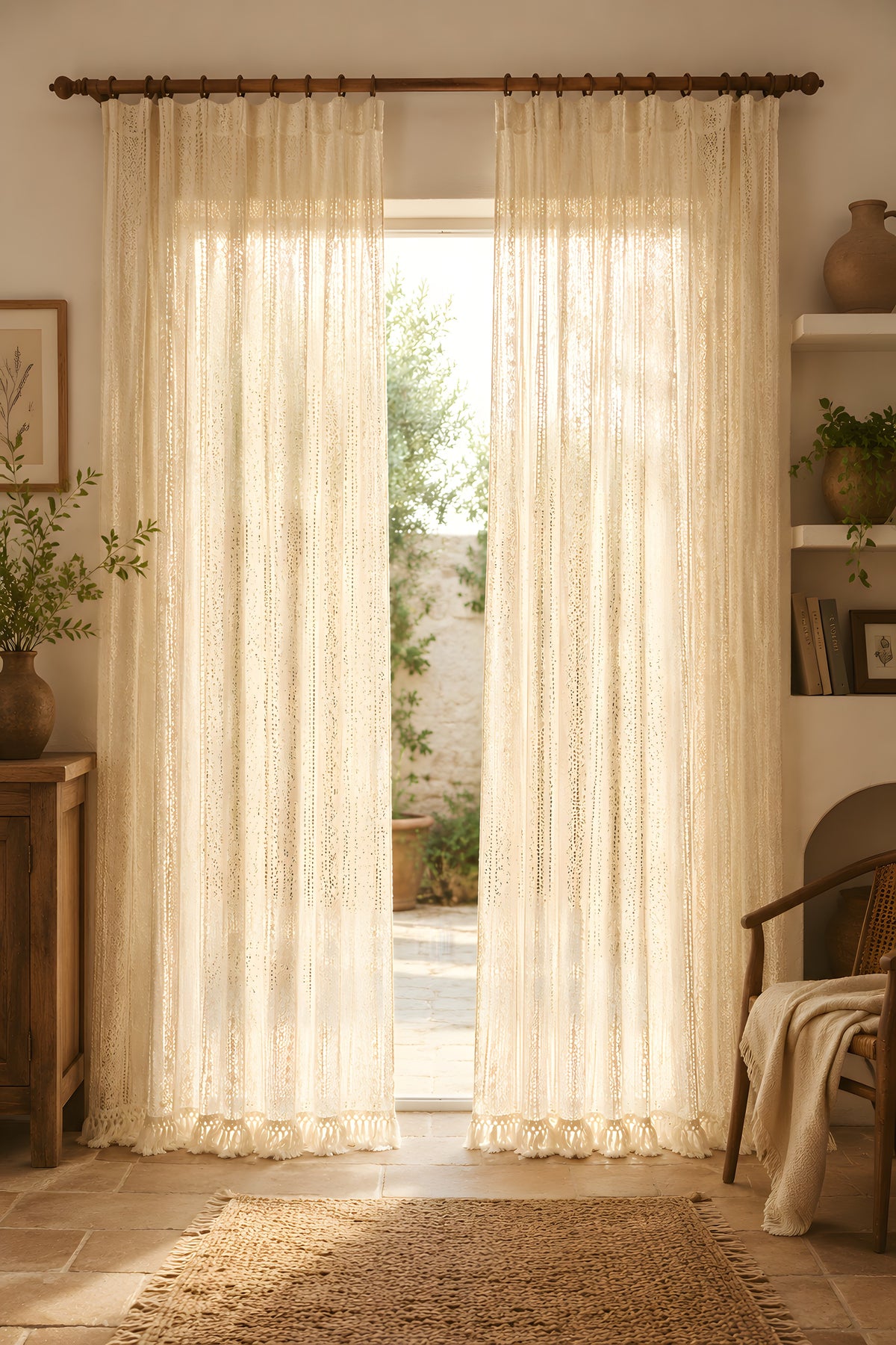 Rideau Hippie Boheme au Crochet Voile de Lumiere