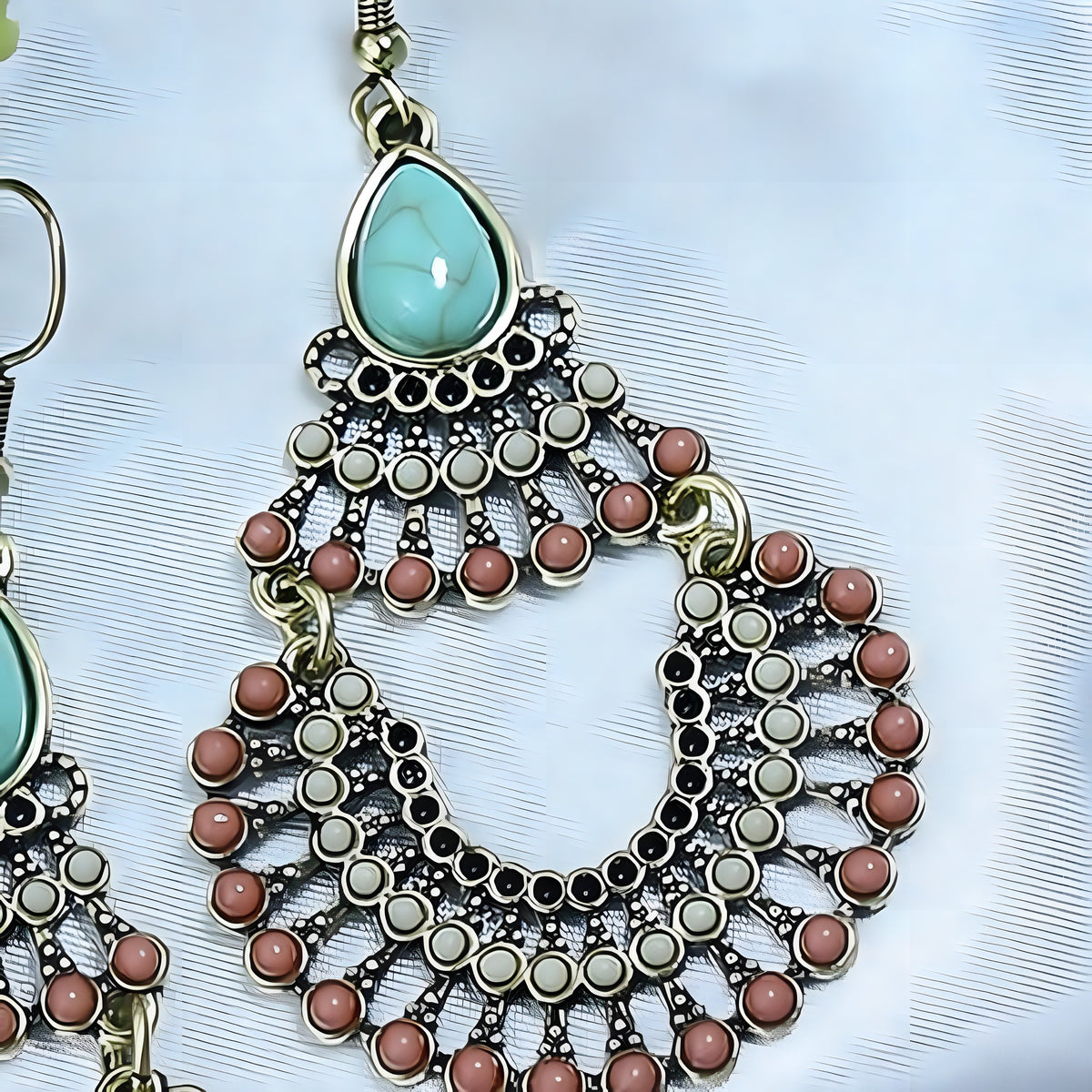 Boucles d'Oreilles Pendantes Turquoise Hippie Chic
