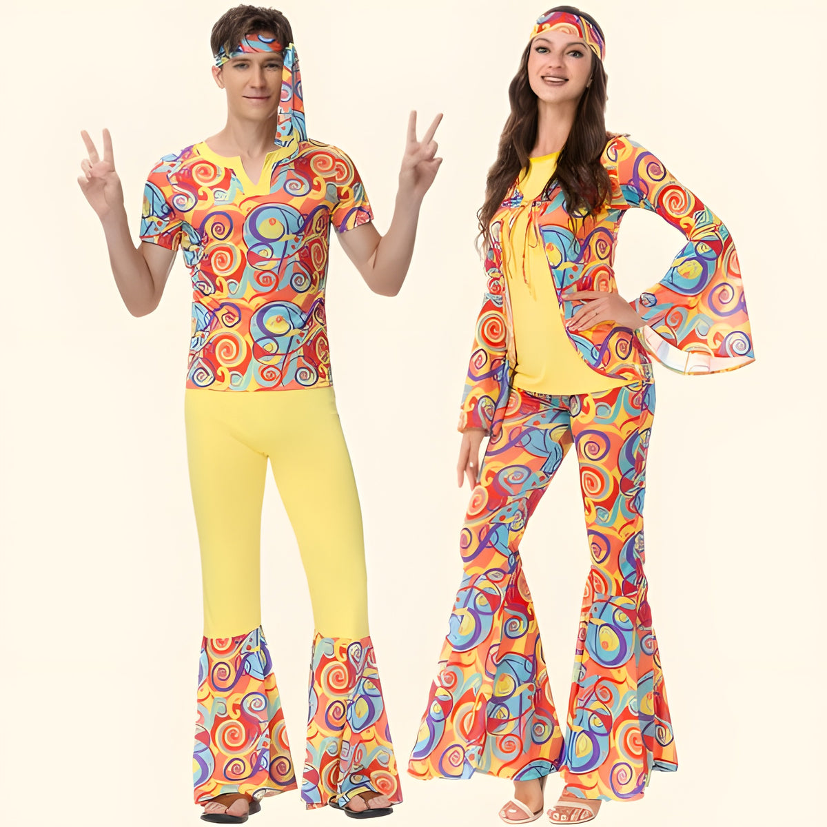 Déguisement Couple Disco Motif Psychédélique