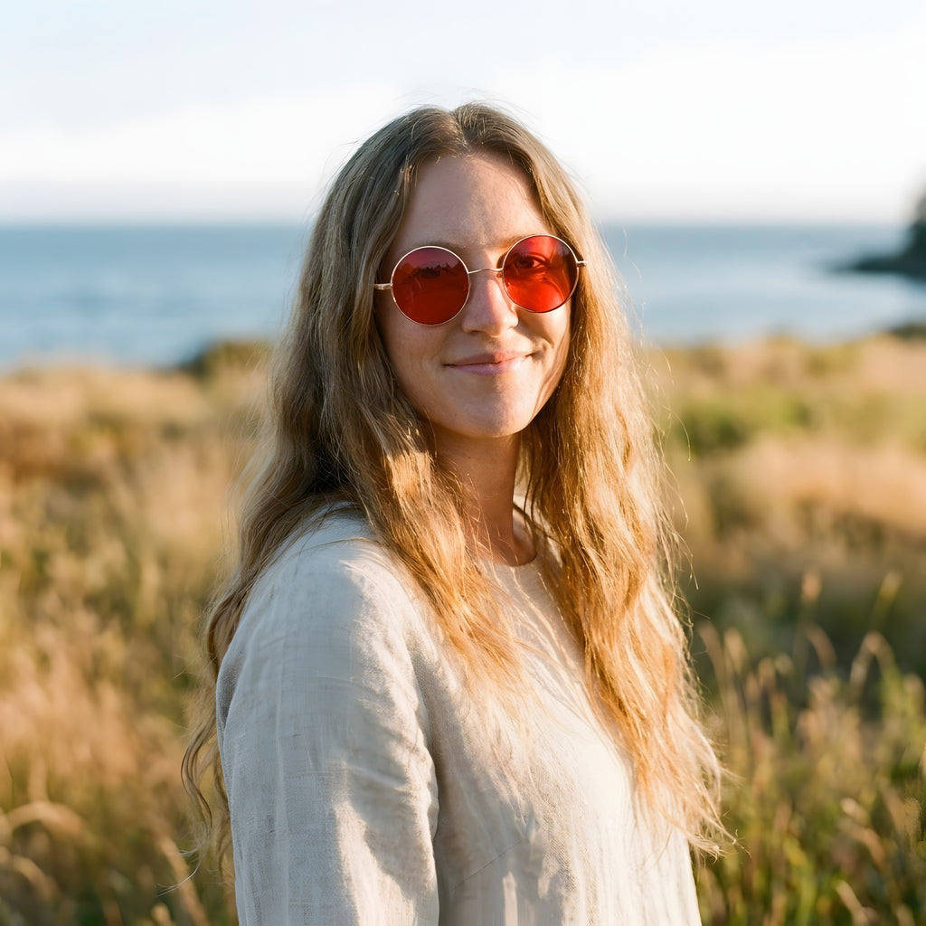 Lunettes Rondes Hippie Polarisées · Monture Dorée